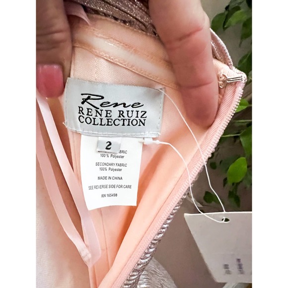 Rene Ruiz Collection Metallic Rose Sleeveless Long Gown NWT Size 2 - Picture 7 of 9